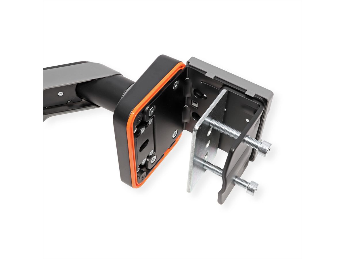 ROLINE Single LCD Monitor Stand, Gas Spring, Desk Clamp, < 124 cm (49"), Heavy Duty <= 20 kg, 5 Joints
