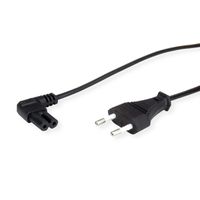 VALUE Euro Power Cable, 2-pin, C/ connector 90° angled, black, 1.8 m