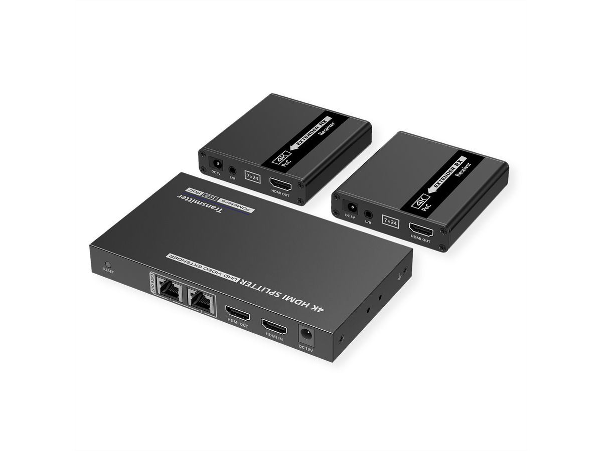 VALUE HDMI Splitter 1x3, with Extender 1x2 over Twisted Pair, 40m