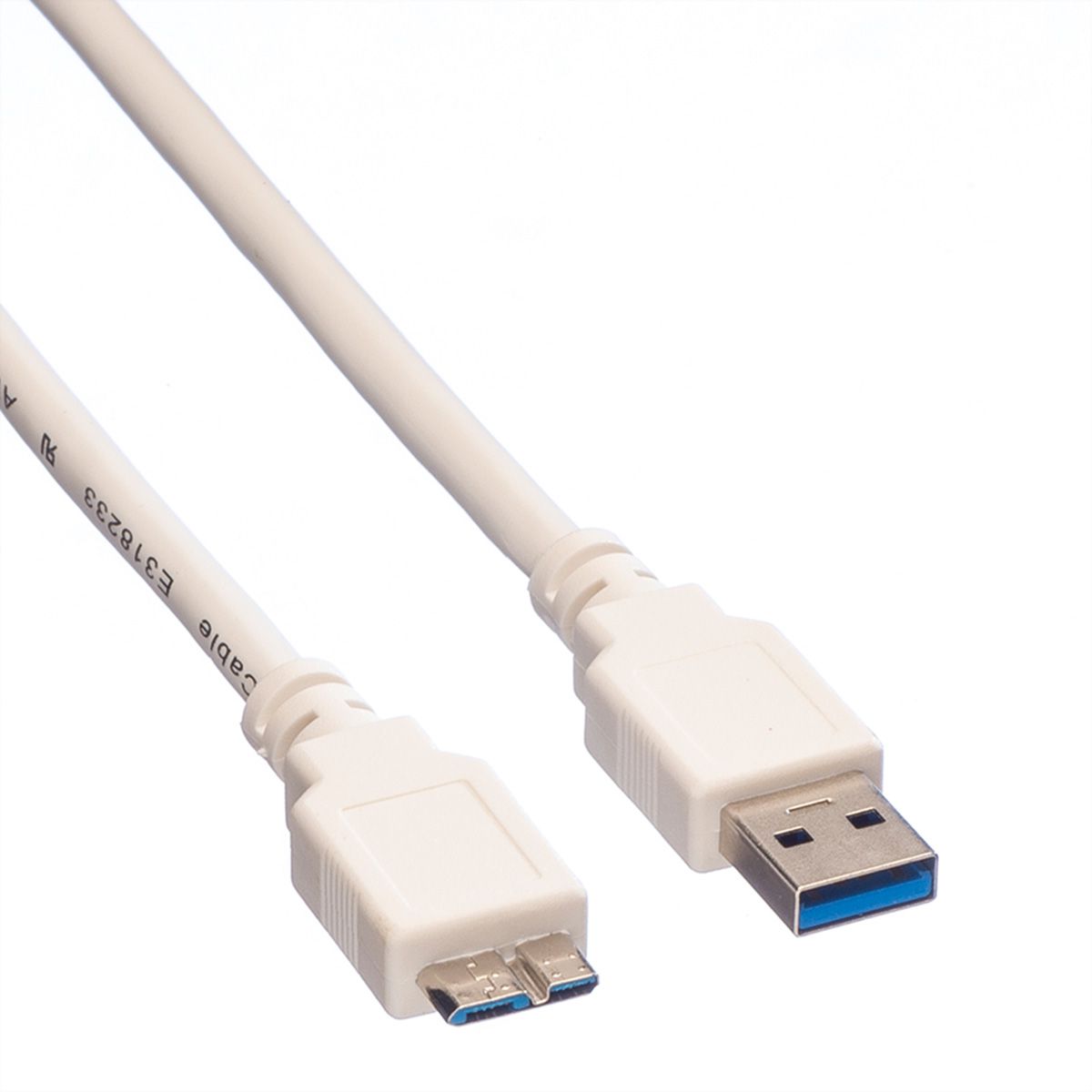 VALUE USB 3.2 Gen 1 Cable, A - Micro B, M/M, white, 0.8 m