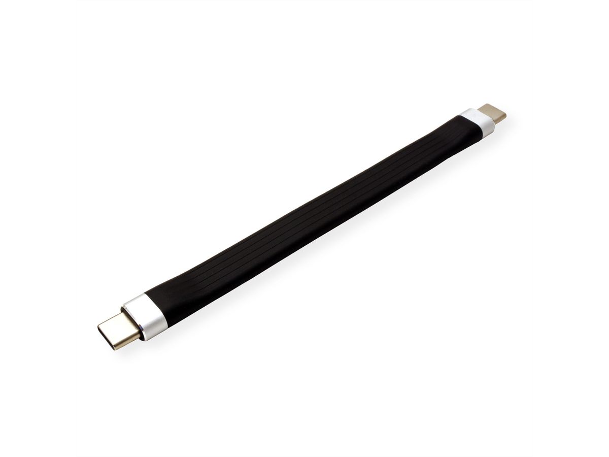 ROLINE USB 3.2 Gen 2 Silicone Cable, PD (Power Delivery) 20V3A, with Emark, C-C, M/M, black, 11 cm