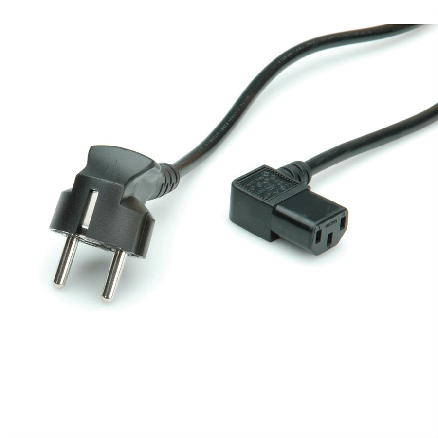 VALUE Power Cable, angled IEC Connector, black, 1.8 m