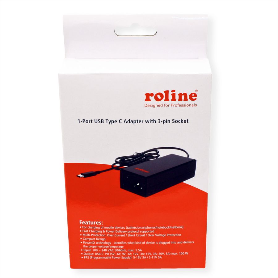 ROLINE USB Charger, C5/C6 Connection, 1x USB-C, 100 W