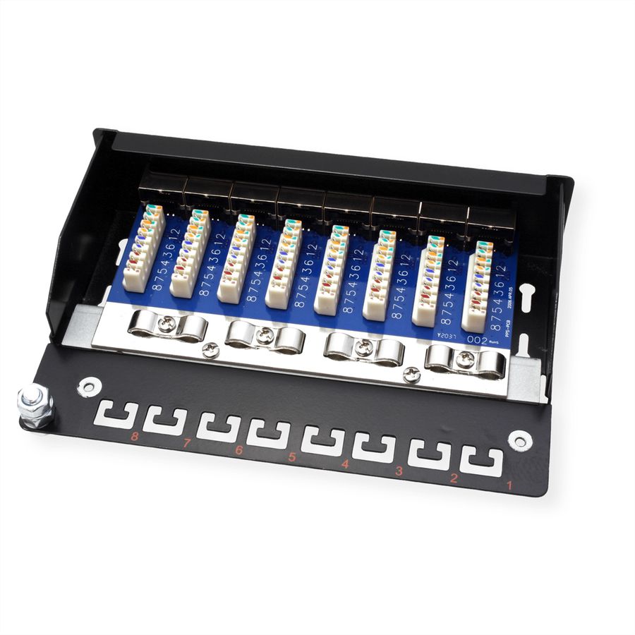 ROLINE Cat.5e (Class D) Wall Mount Patch Panel, 8 Ports, STP, black