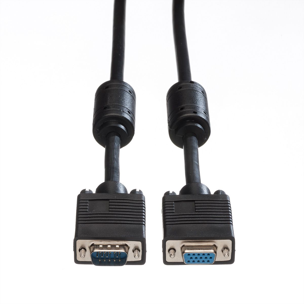 ROLINE SVGA Cable + Ferrite, HD15, M/F, 2 m
