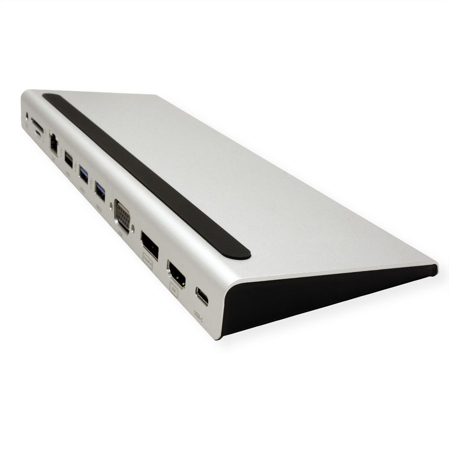 VALUE USB-C Multiport Docking Station, 4K HDMI/DP, VGA, USB 3.2 Gen 1, USB 2.0, SD/Micro SD Card Reader, Power Delivery, Gigabit Ethernet, 3.5mm Audio
