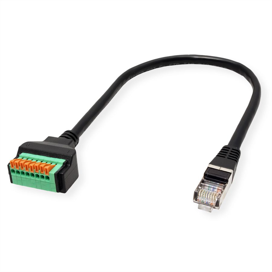 ROLINE Cable Adapter, RJ45 Plug to Terminal Block (push-button), 30 cm