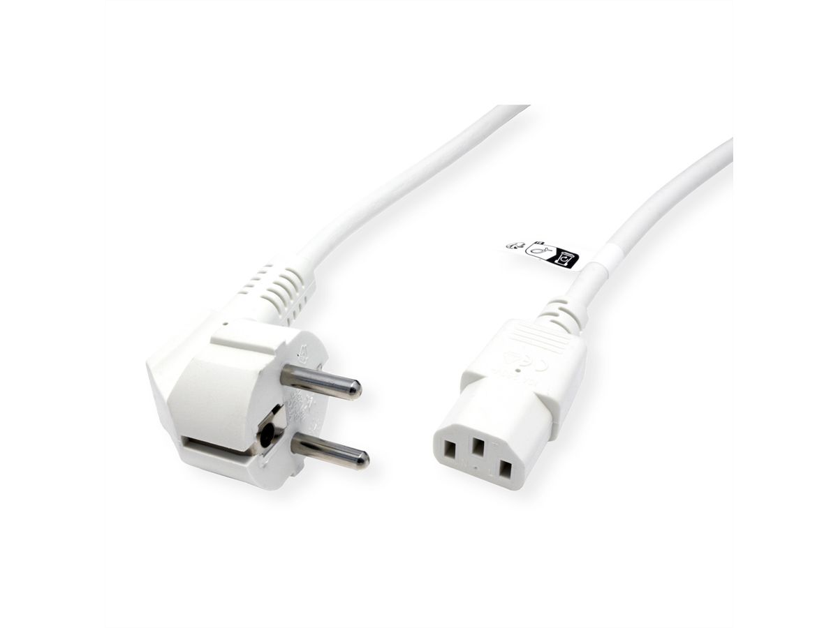 ROLINE GREEN Power Cable, straight IEC Connector, white, 0.8 m