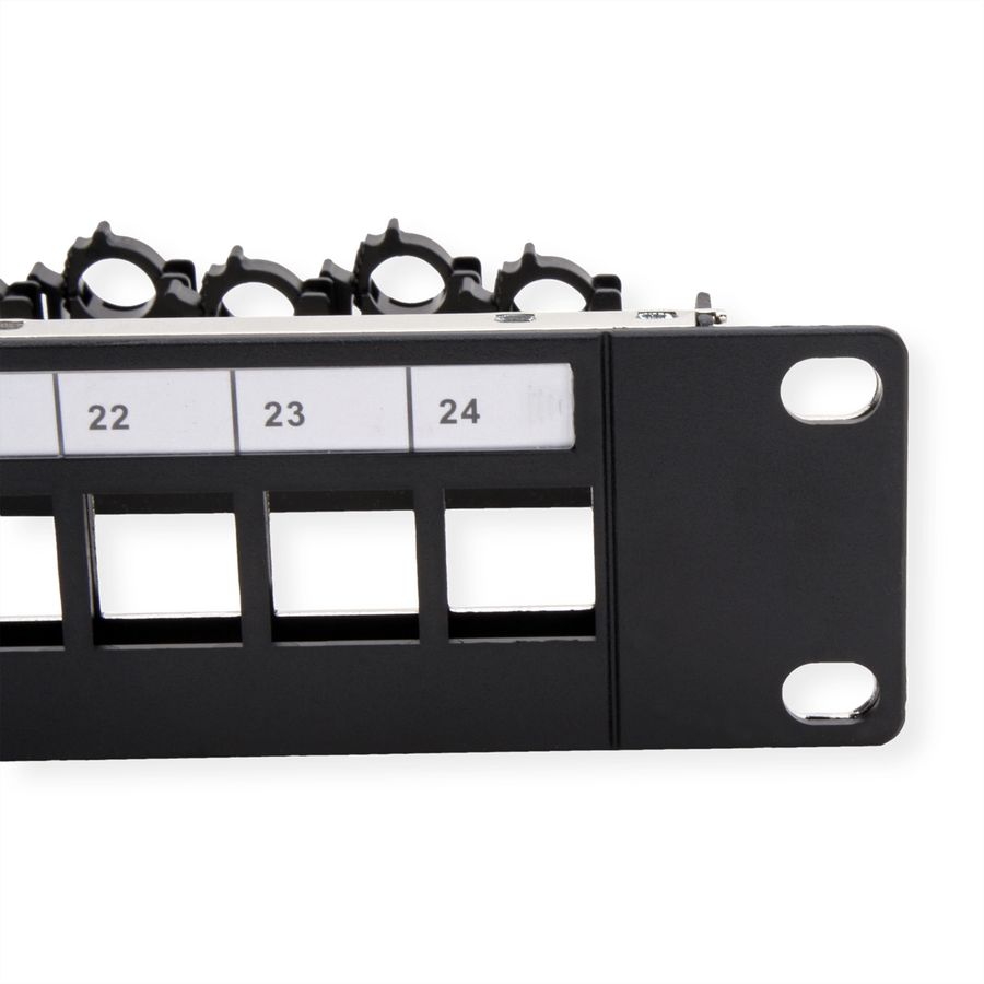 ROLINE Keystone 19'' Module Frame, empty, 24 ports, shielded, clip fixing, black