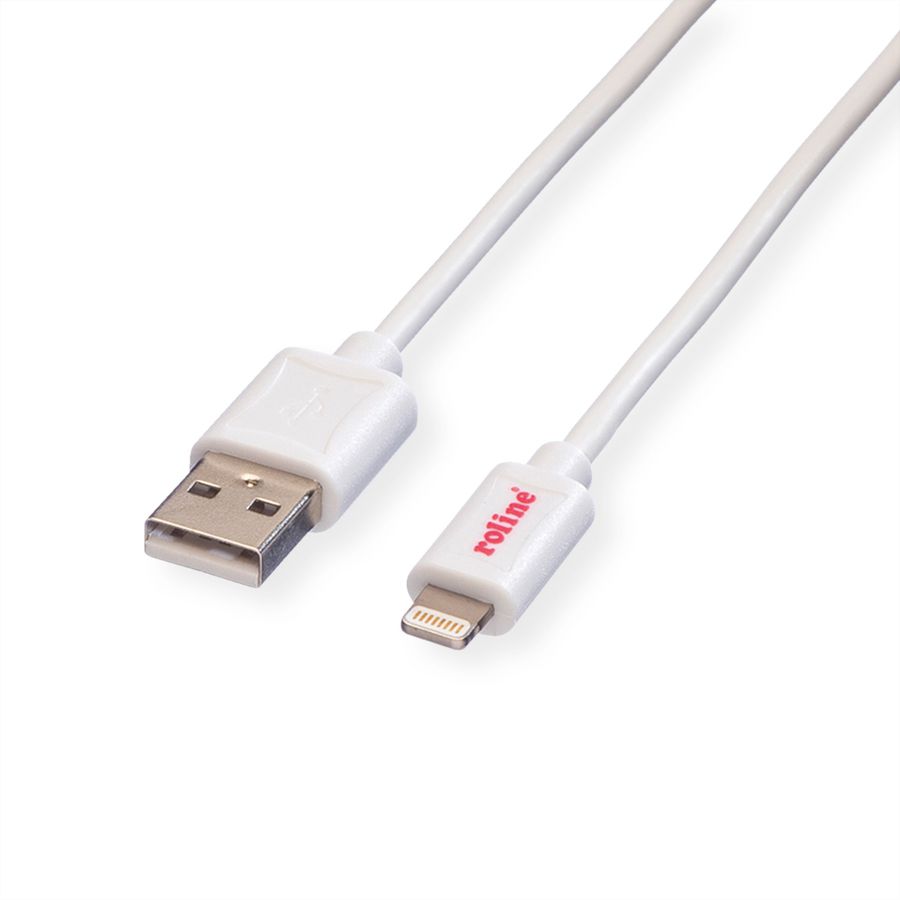 ROLINE 8pin to USB Cable for iPhone, iPod, iPad, white, 0.15 m