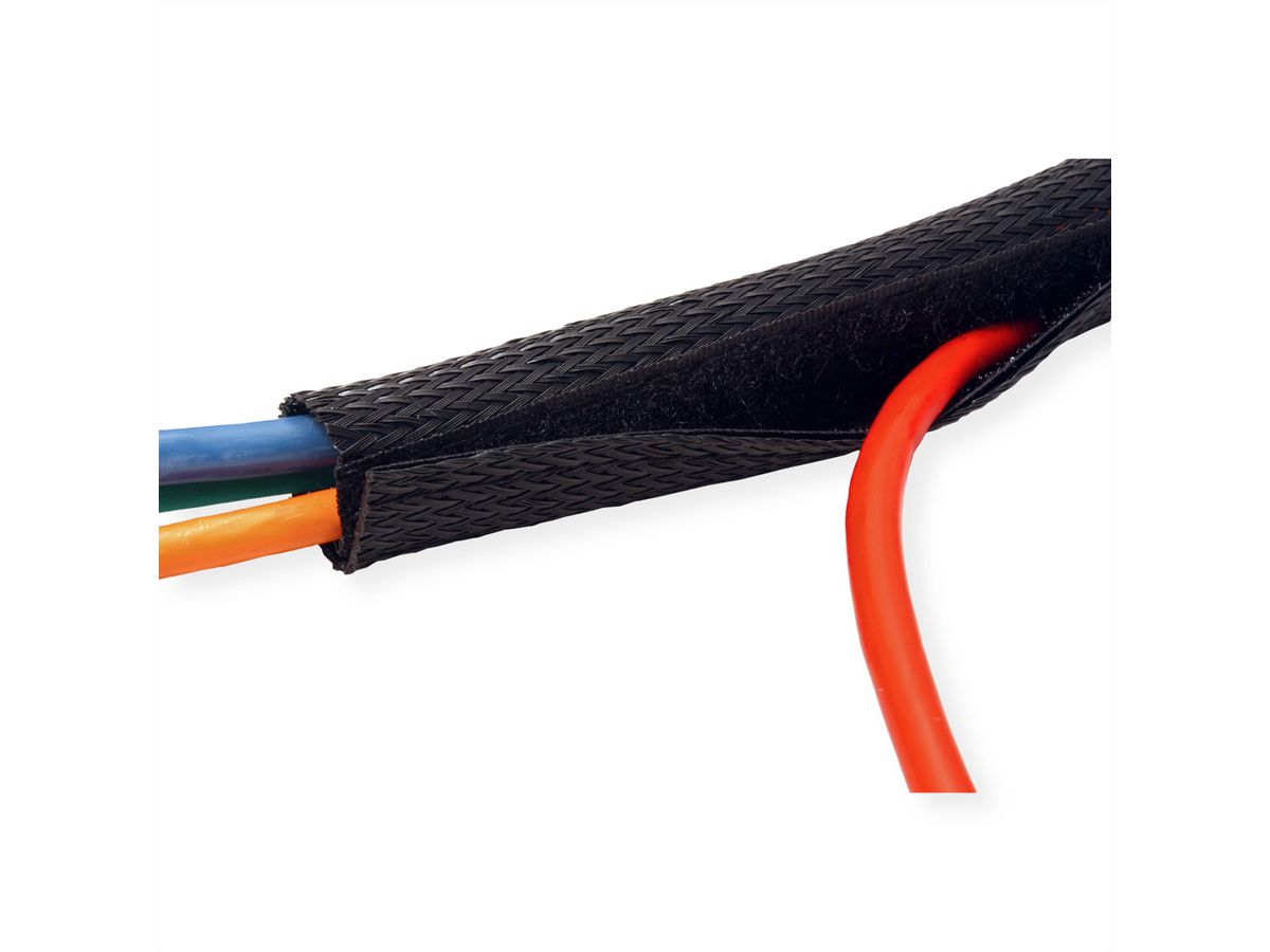 ROLINE PVC Cable Conduit, Strap Closing, black, 2.5 m