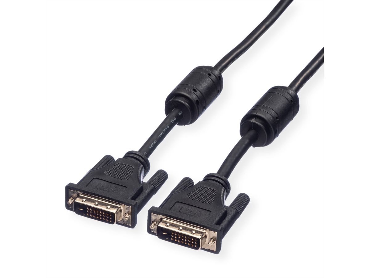ROLINE DVI Cable, DVI (24+1), Dual Link, M/M, 1 m