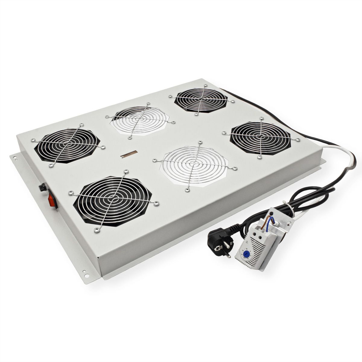 ROLINE 19-inch roof-mounted fan unit 4 fans, Thermostat grey