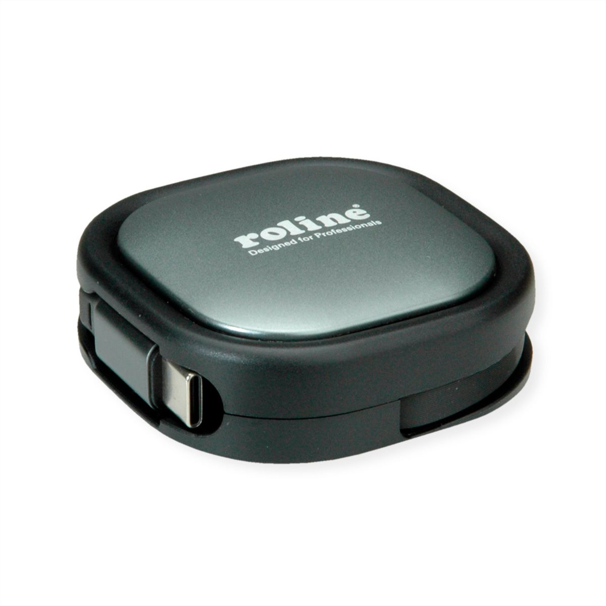 ROLINE USB 2.0 Retractable Cable Type C, 60W, C-C, M/M, black, 1.2 m