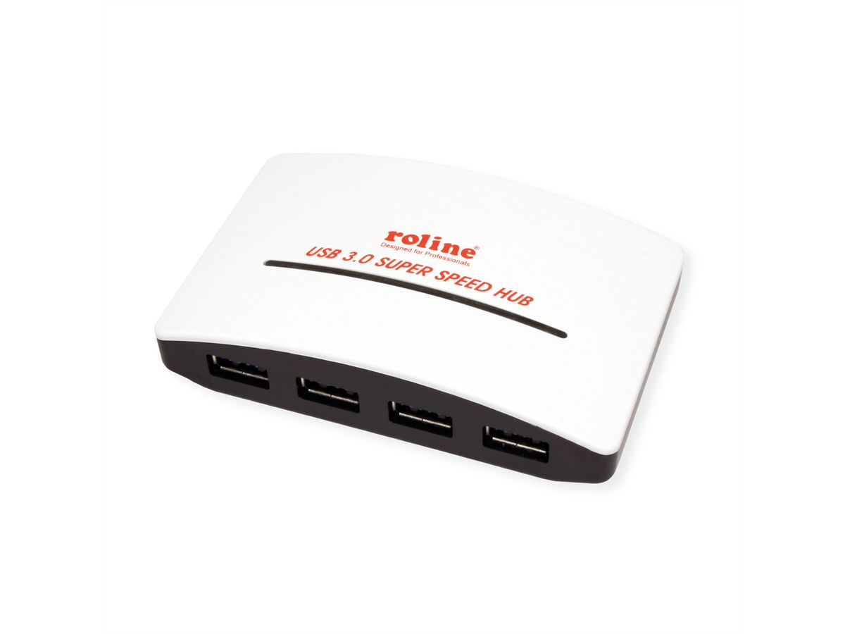 ROLINE USB 3.2 Gen 1 Hub "Black & White", 4 Ports, with Power Supply