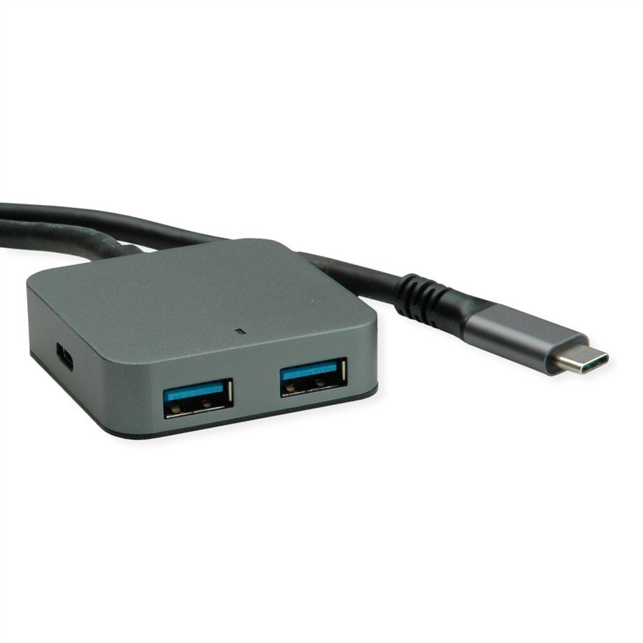VALUE USB 3.2 Gen 2 Hub, 4 Ports (2x A + 2x C), with Extension Cable, 3 m