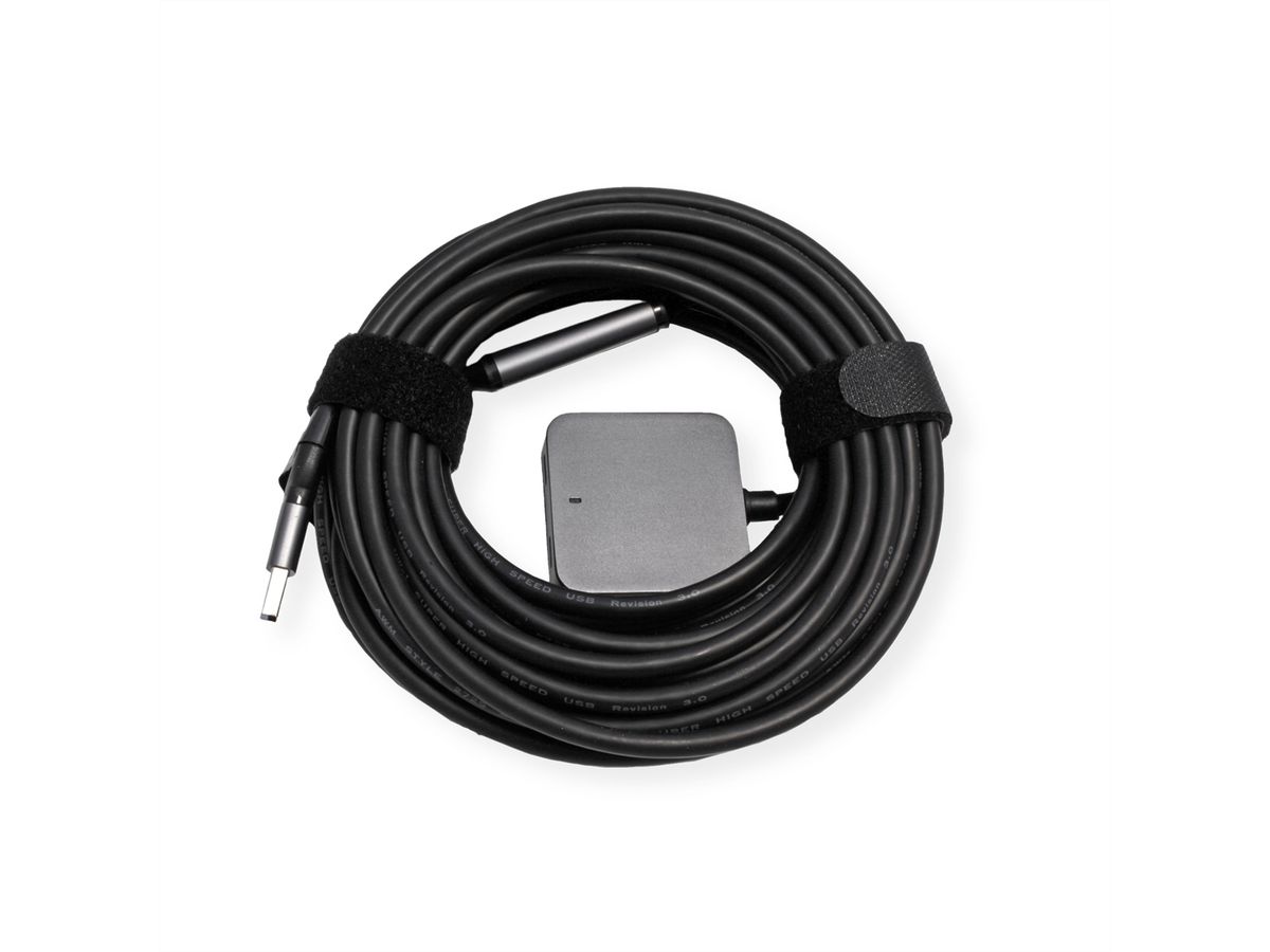 VALUE USB 3.2 Gen1 Hub, 4 Ports (2x A+ 2x C), with Extension Cable, black, 10 m