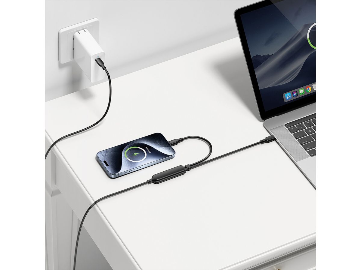 VALUE USB 2.0 Y-Splitter Charging Cable, 1x C to 2x C, max. 100W, black, 1.8 m