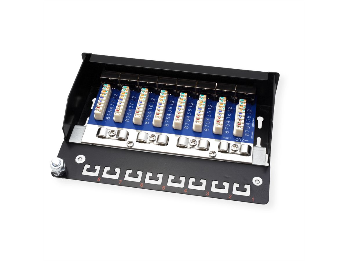 ROLINE Cat.5e (Class D) Wall Mount Patch Panel, 8 Ports, STP, black