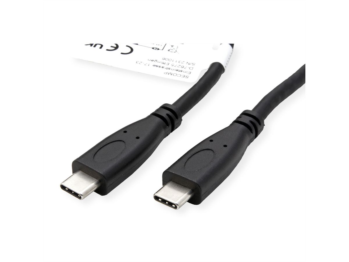 ROLINE USB 3.2 Gen 2 Cable, PD (Power Delivery) 20V5A, with Emark, C-C, M/M, black, 0.5 m