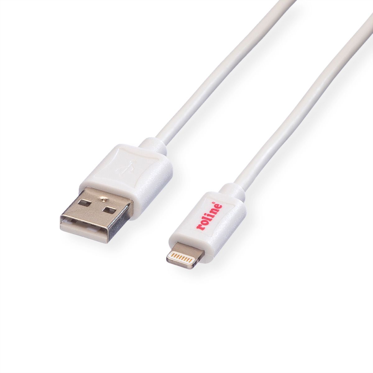 ROLINE 8pin to USB Cable for iPhone, iPod, iPad, white, 0.15 m