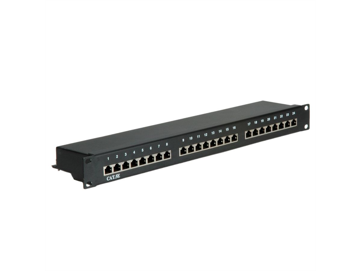 VALUE Cat.5e (Class D) 19" Patch Panel, 24 Ports, STP, black