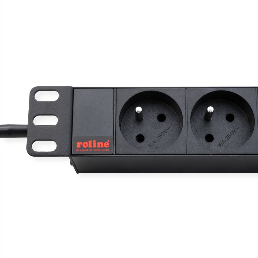 ROLINE PDU for Cabinet, 9x socket, 45°, 16A, UTE Version, black, 2 m