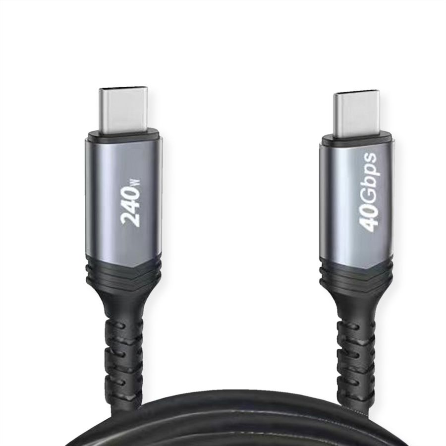 VALUE Cable USB4 Gen3x2, with Emark, C–C, M/M, 8K UHD-2, 40Gbit/s, 240W, black, 0.5 m