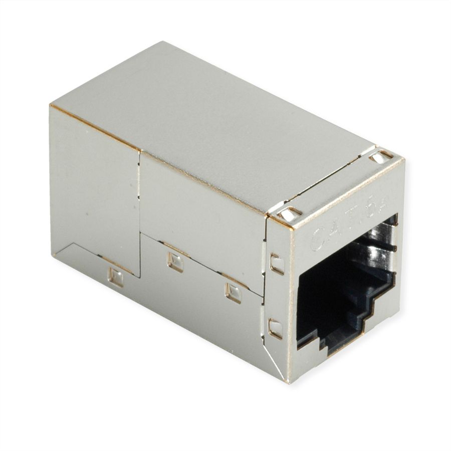 ROLINE RJ-45 Mini Inline Coupler, Cat.6A (Class EA), shielded, silver