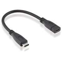 ROLINE USB 3.2 Gen 2 Type C Cable, C-C, M/F, 4K UHD-1, 10Gbit/s, 100W, black, 0.15 m