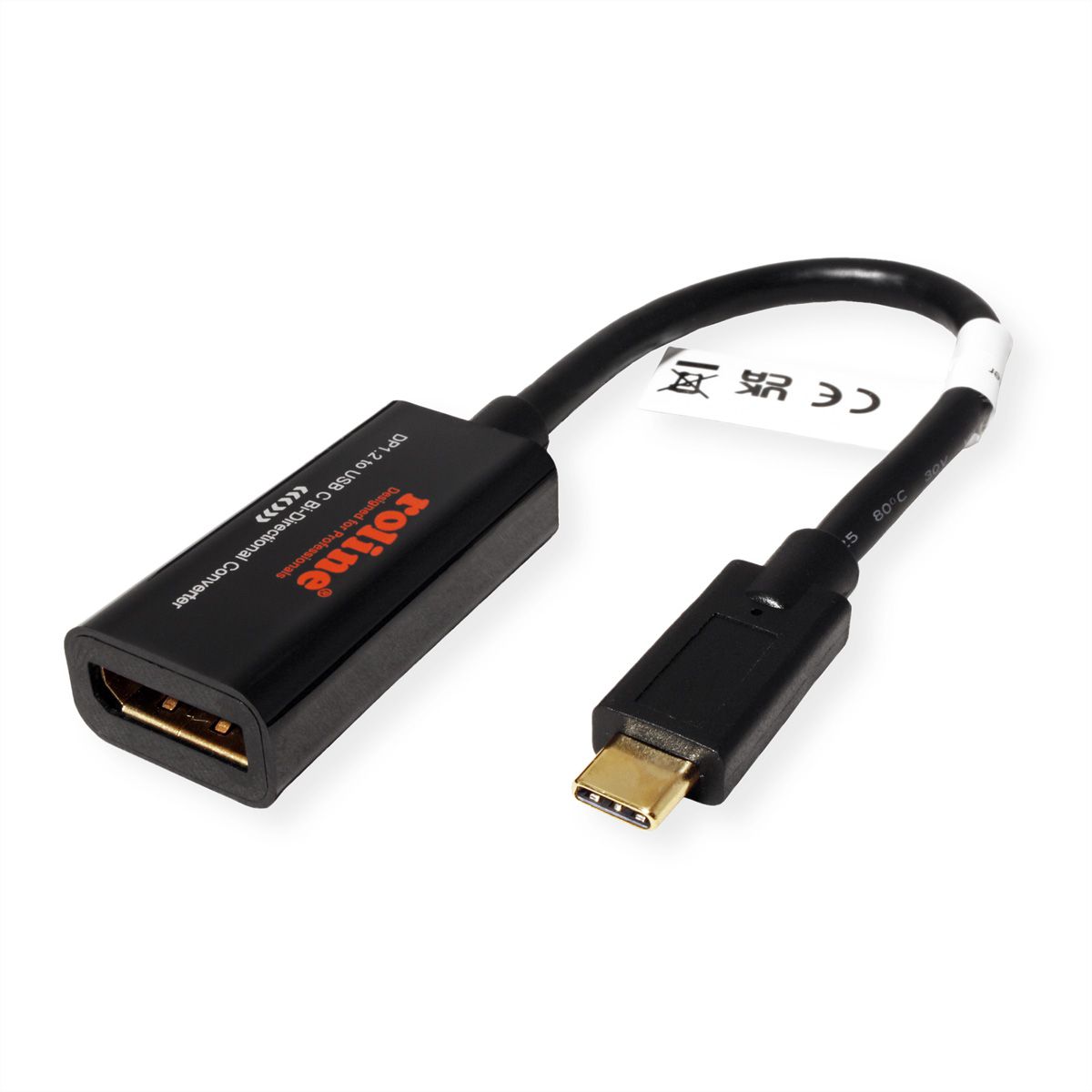 ROLINE USB-C - DisplayPort AdapterCable, M/F, Bi-directional, 0.2 m