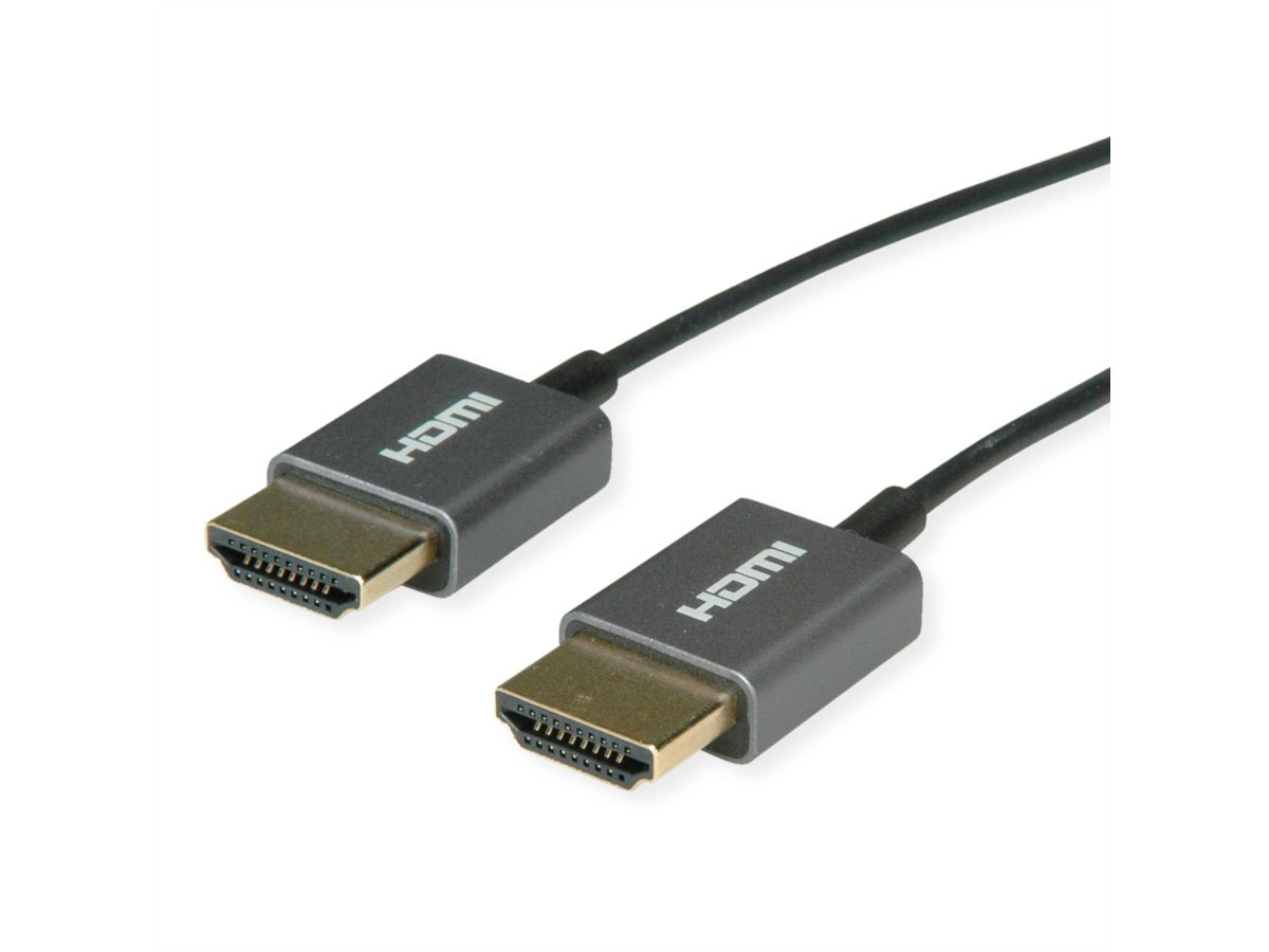 ROLINE HDMI 4K (3840 x 2160) Ultra HD Cable + Ethernet, M/M, Coaxial, Ultra-Slim, black, 2 m