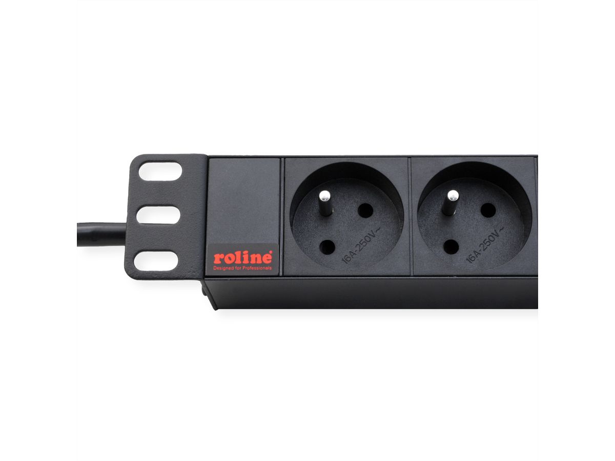 ROLINE PDU for Cabinet, 9x socket, 45°, 16A, UTE Version, black, 2 m