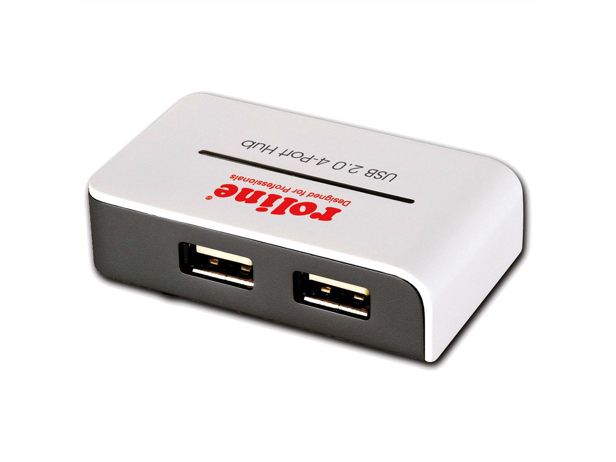 ROLINE USB 2.0 Hub "Black and White", 4 Ports, with Power Supply