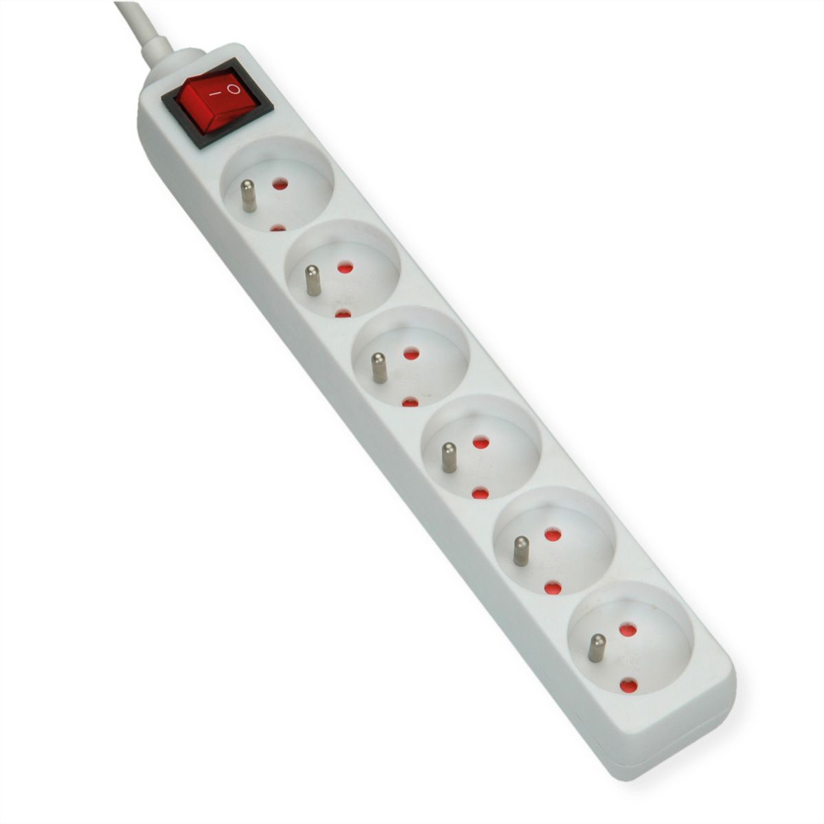 VALUE Power Strip, 6-way UTE, with Switch, white, 1.5 m