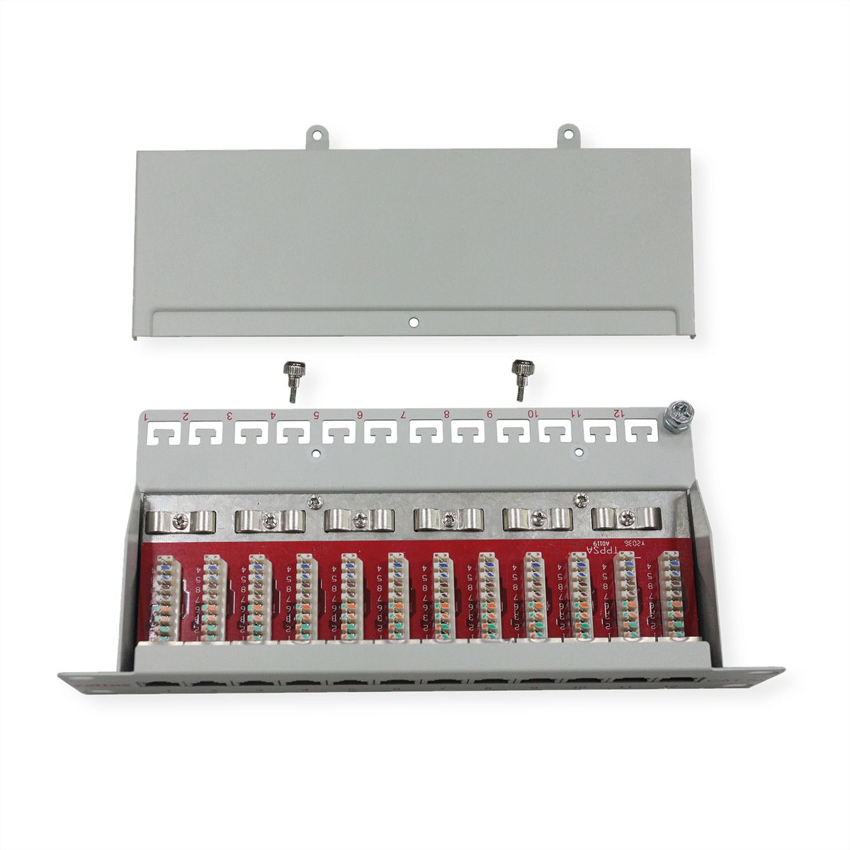 ROLINE Cat.6A (Class EA) 10-inch Patch Panel, 12 Ports, STP, grey