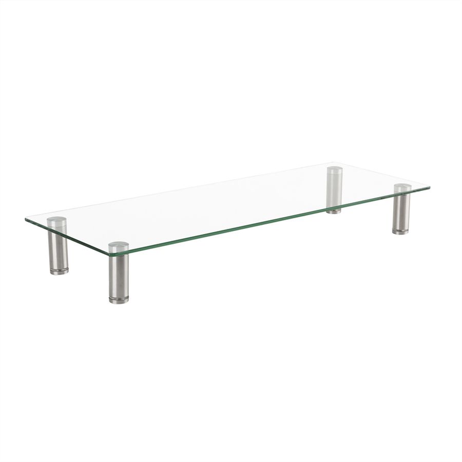 LCD Monitor Stand, Tempered Glass Surface Risers (Square) with adjustable metal feet