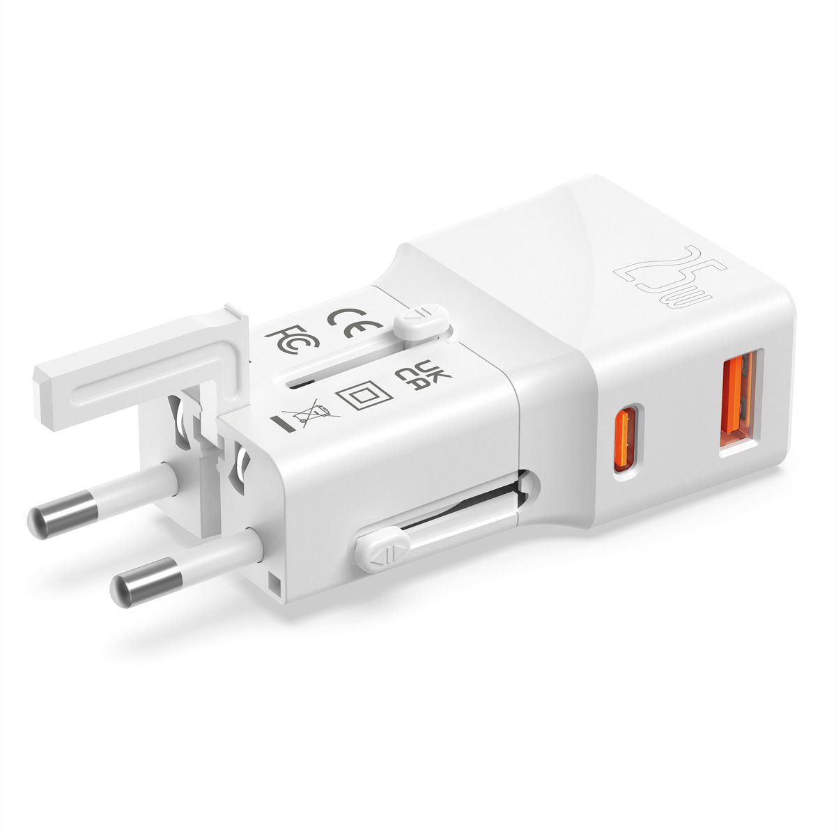 VALUE POCKET Travel Charger, EU/UK/US, 2x Ports (A+C), 25W