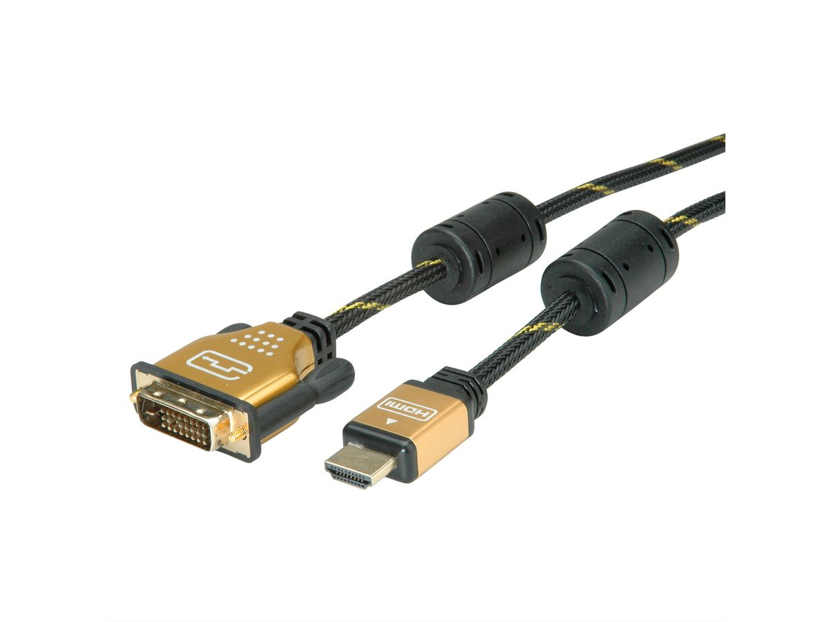ROLINE GOLD Monitor Cable, DVI (24+1) - HDMI, M/M, 1 m