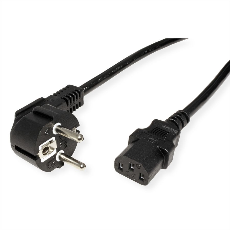 VALUE Power Cable, straight IEC Conncector, black, 3 m