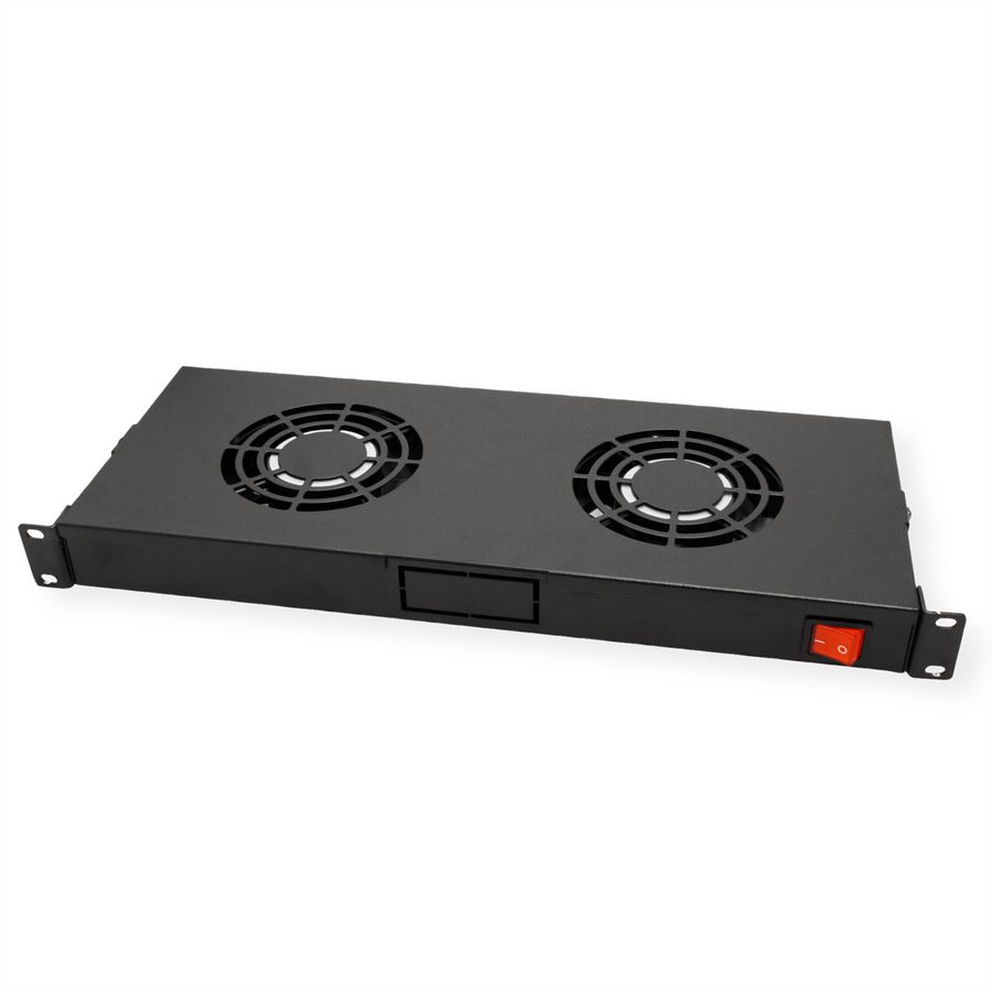 ROLINE 19-inch fan unit 2 fans, Thermostat black