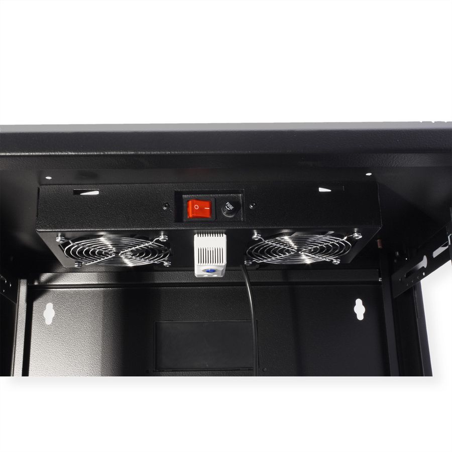 ROLINE Fan unit 2 fans, thermostat, for 19-inch wall housing black