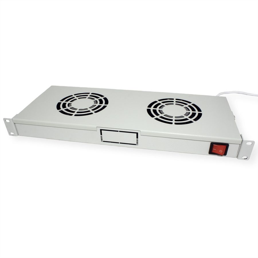ROLINE 19-inch fan unit 2 fans, Thermostat grey