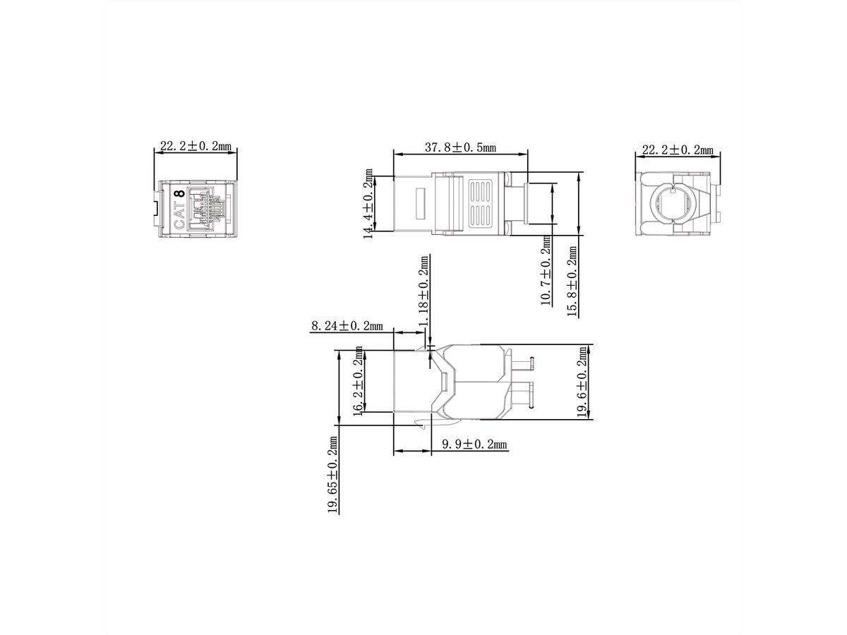 VALUE Keystone Jack, Cat.8 (Class I), RJ-45, STP, Tool-Free, silver