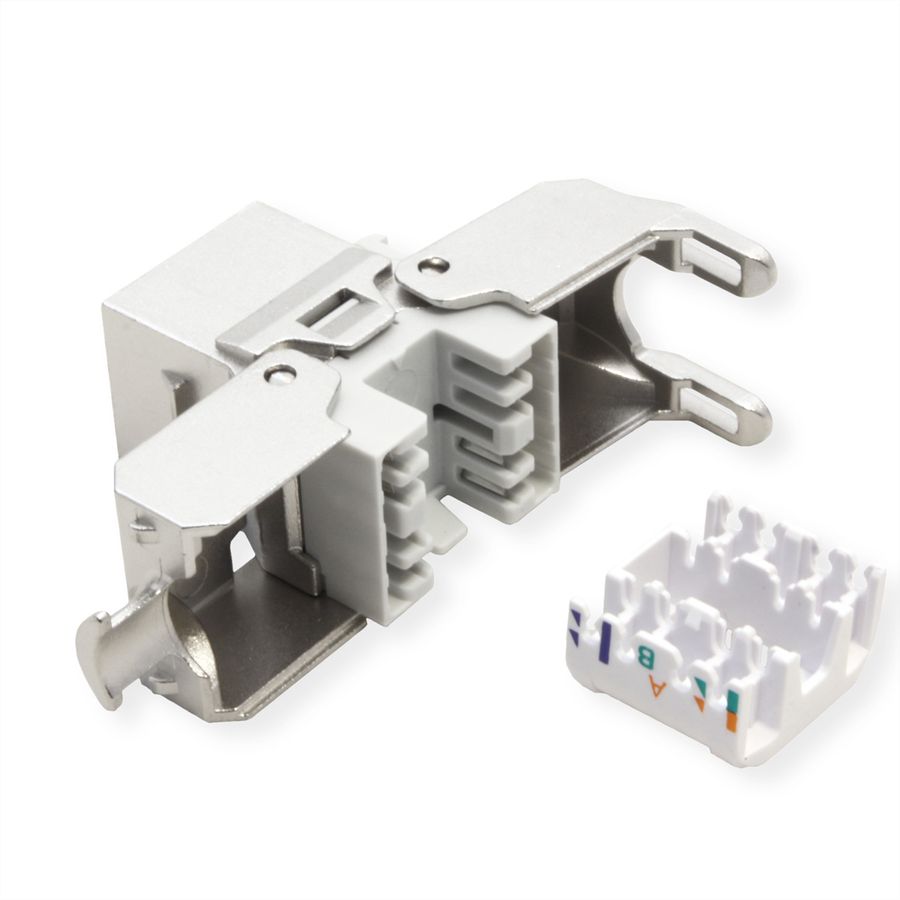 ROLINE Cat.6A (Class EA) Keystone, RJ-45, STP, with shutter, tool-free, silver