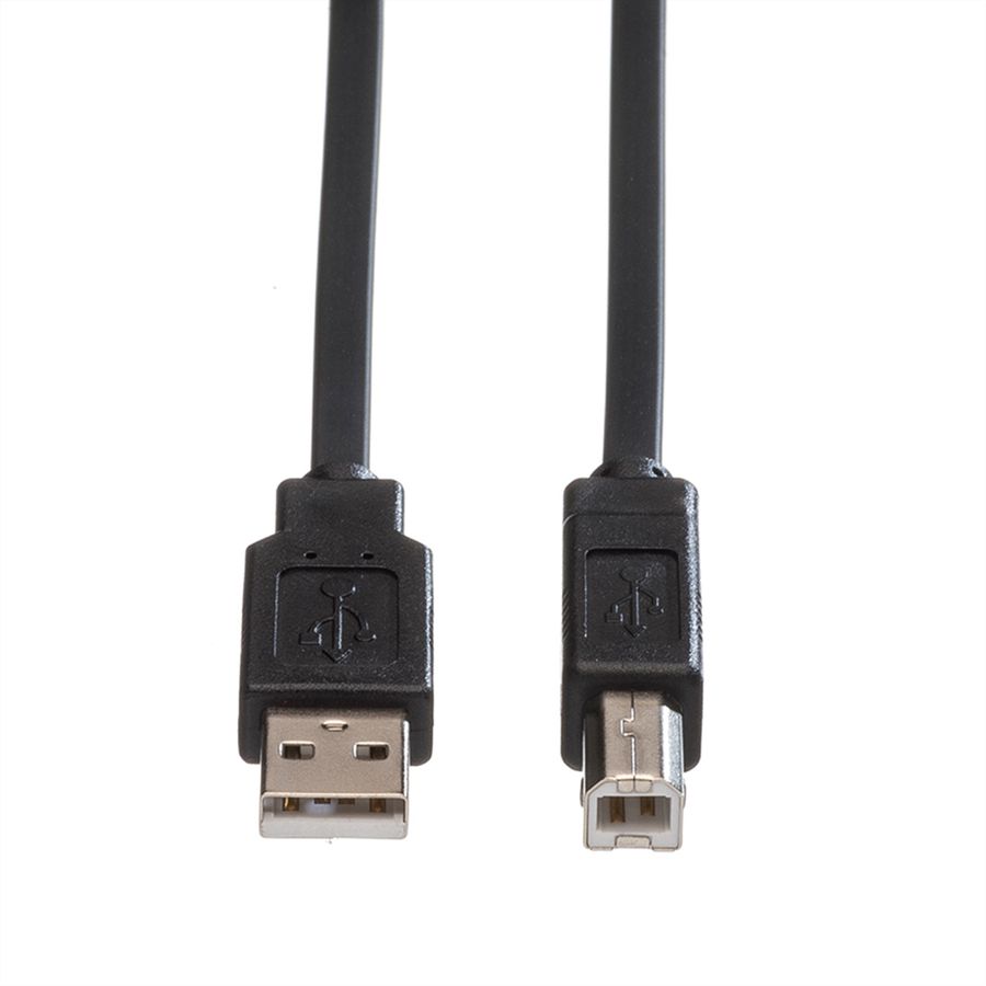 ROLINE USB 2.0 Flat Cable, type A-B, black, 1.8 m