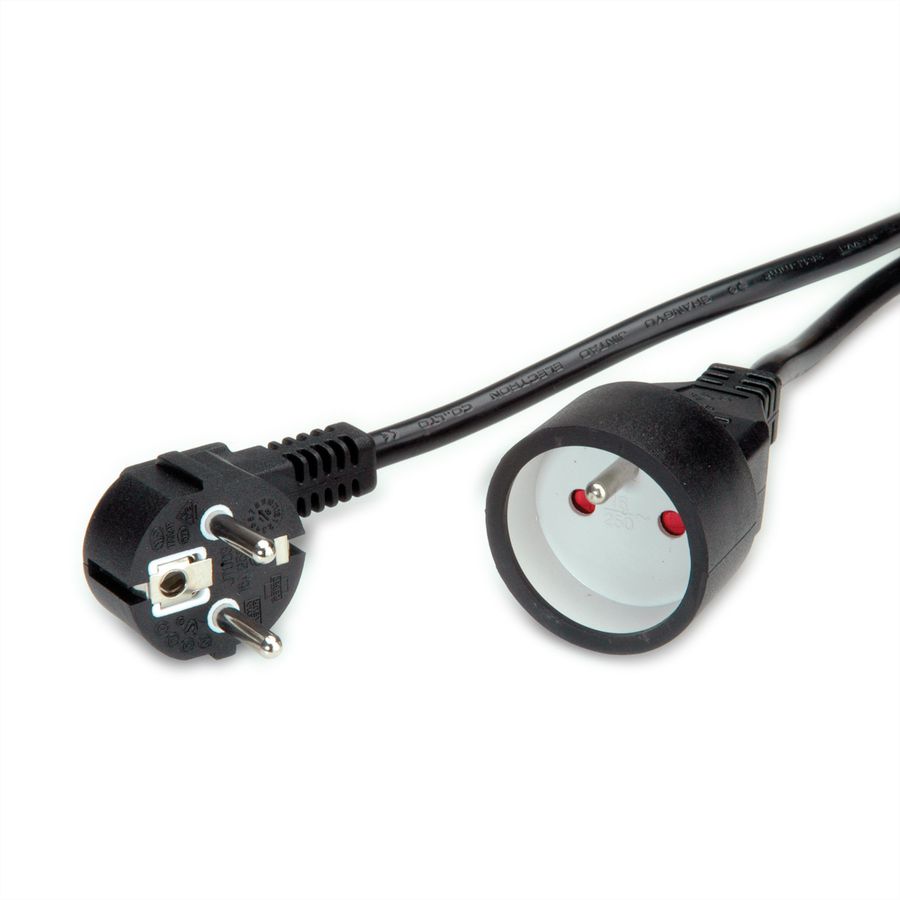 VALUE Extension Cable with 3P. Connectors, UTE Version, AC 230V, black, 5 m