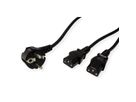 VALUE Y-Power Cable, 2x straight IEC Connector, black, 2 m