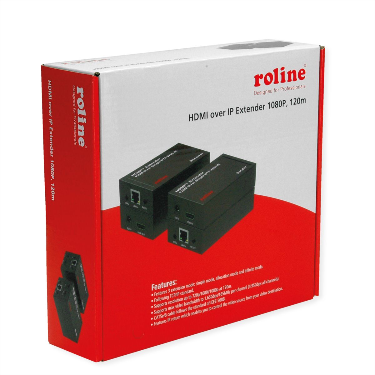 ROLINE HDMI over IP Extender, 1080P, 120 m, W/IR