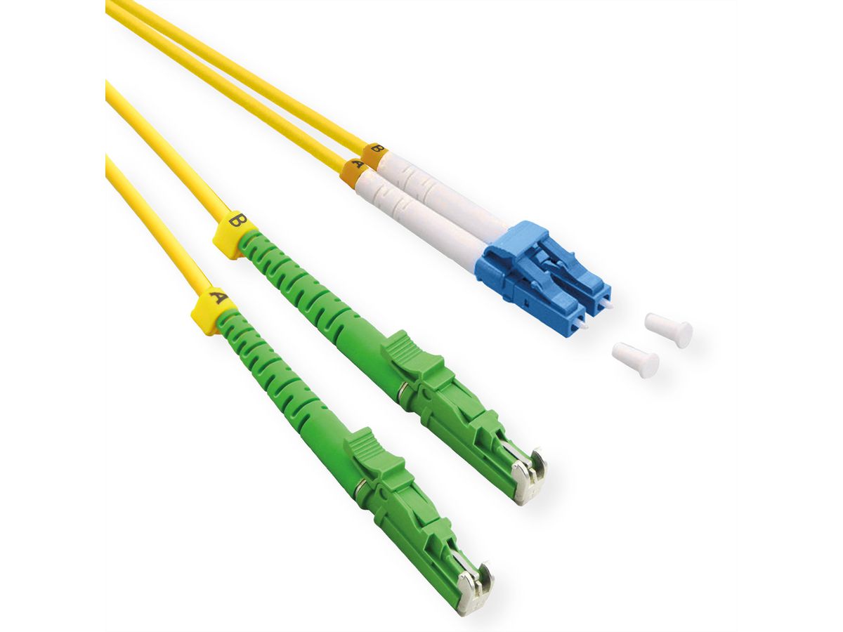 ROLINE FO Jumper Cable LSH Duplex, 9/125µm, OS2, LSH APC / LC UPC, LSOH, yellow, 5 m